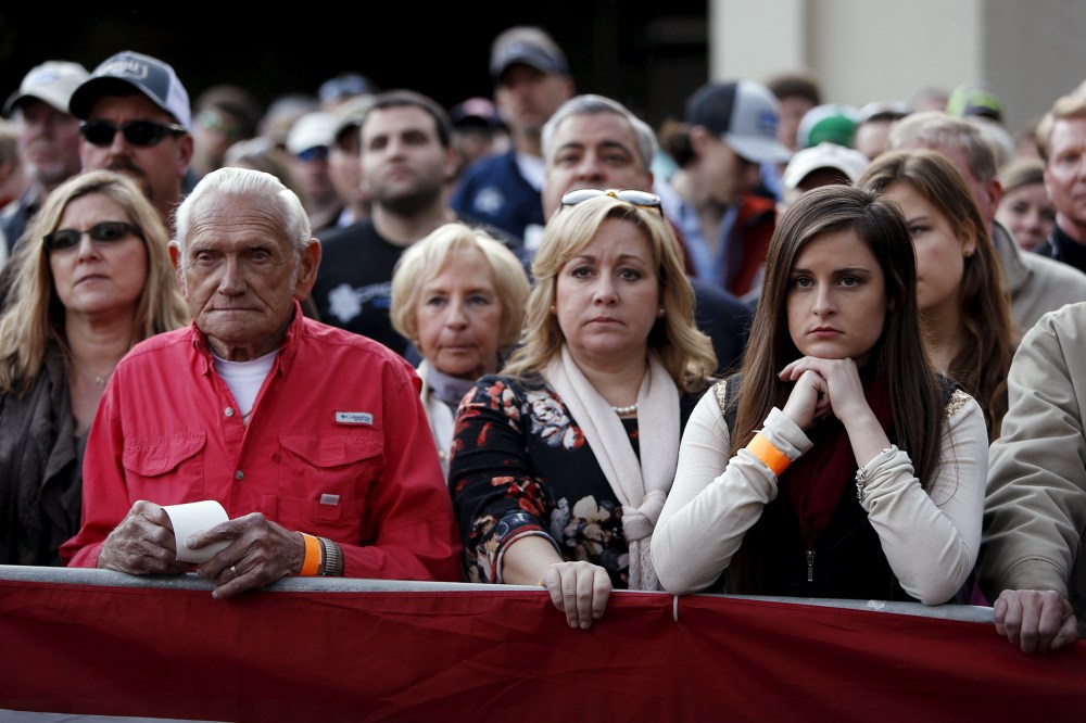 Supporters listen as a Republican presidential candidate speaks at a rally in Walterboro, S.C., Feb, 17, 2016. (Photo by Jonathan Ernst/Reuters)