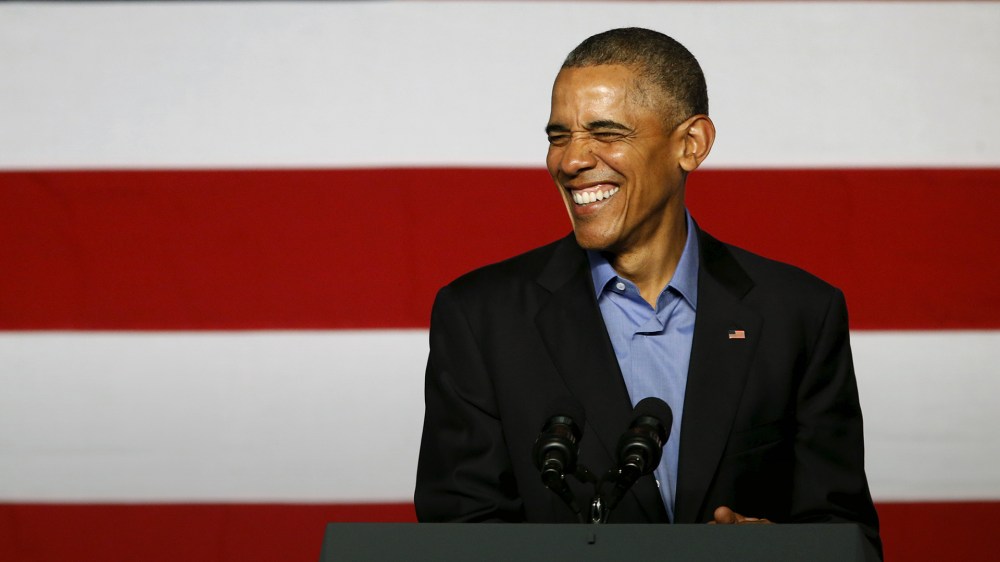 President Barack Obama smiles during remarks at a Democratic National Committee event in Austin, Texas, March 11, 2016. (Photo by Jonathan Ernst/Reuters)