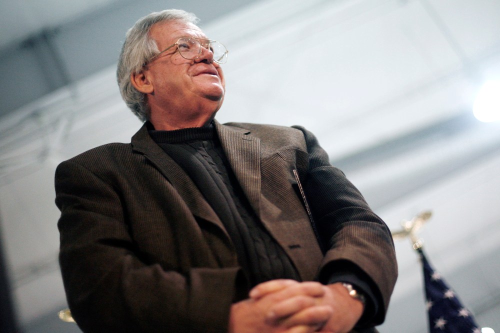 Former Representative J. Dennis Hastert (R-IL) listens at an event in Cedar Rapids, Iowa January 2, 2008. (Photo by Keith Bedford/Reuters)