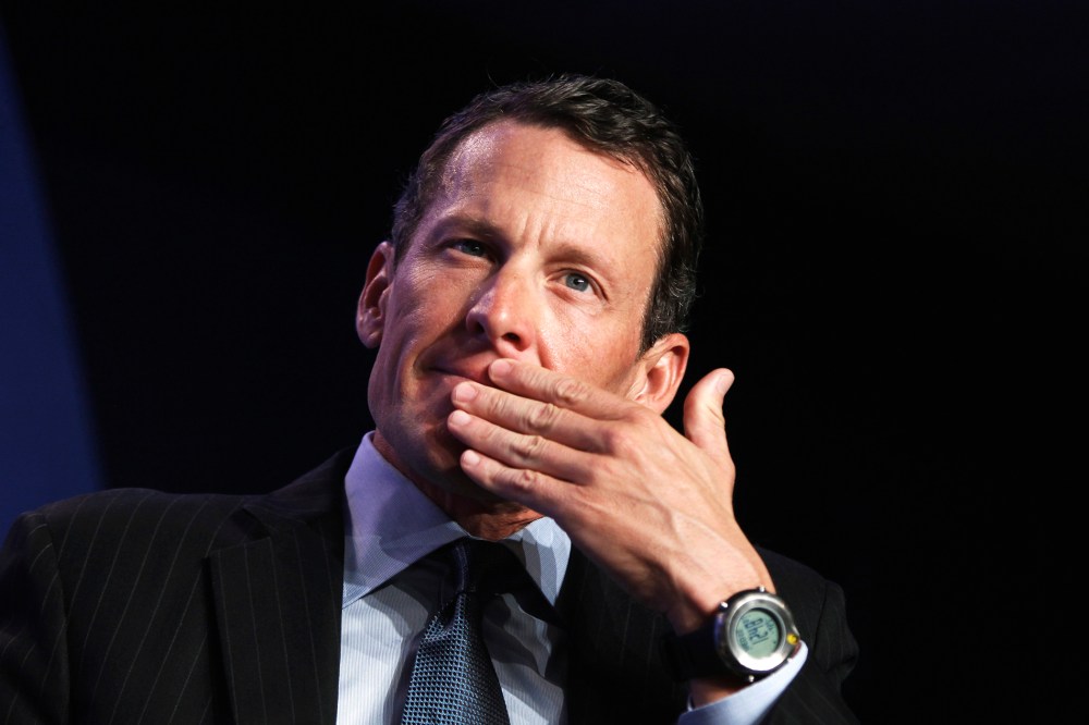 Lance Armstrong, founder of the LIVESTRONG foundation, takes part in a special session during the Clinton Global Initiative in New York on Sept. 22, 2010. (Photo by Lucas Jackson/Reuters)