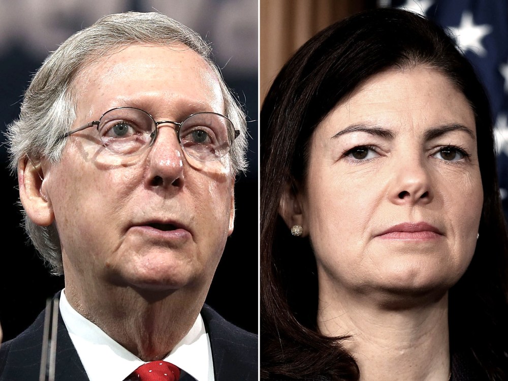 This digital composite shows file photos: (L-R) U.S. Senate Minority Leader Sen. Mitch McConnell (R-KY) delivering remarks during the second day of the 40th annual Conservative Political Action Conference (CPAC) March 15, 2013 in National Harbor,...