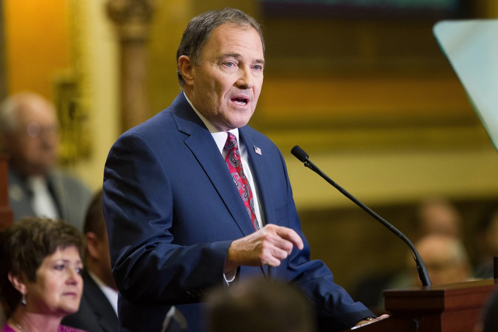 Utah Governor Gary R. Herbert, delivers his State of the State address from the House of Representatives at the State Capitol in Salt Lake City, Jan. 27, 2016. (Photo by Scott G Winterton/Deseret News/AP)