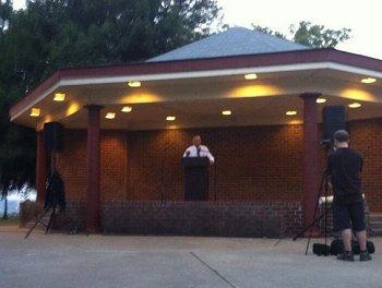 Rep. Steve King (R-Iowa), a prominent anti-immigration voice, talking to a very small audience.