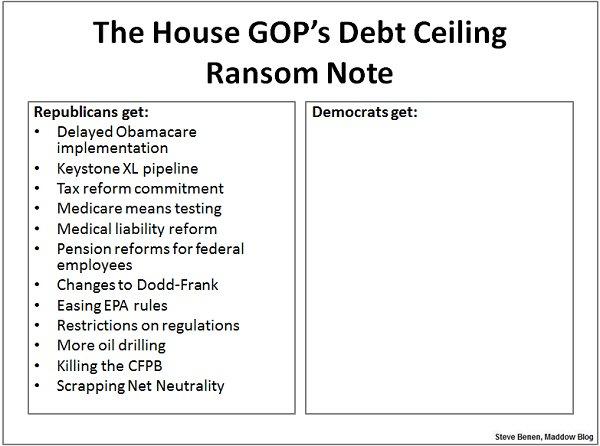 GOP ransom note has plenty of demands, not enough votes