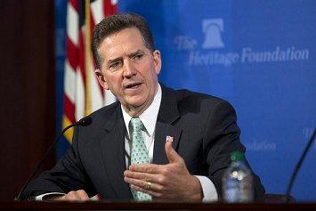 Jim DeMint, president of the Heritage Foundation, at yesterday's event