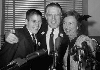 Romney as a teenager, with his parents.