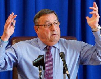 Paul LePage falls, keeps digging