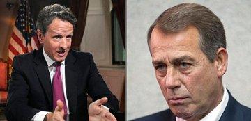 Geithner rains on Boehner's parade