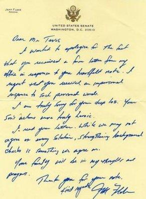 Flake relies on nuance to mislead grieving mother