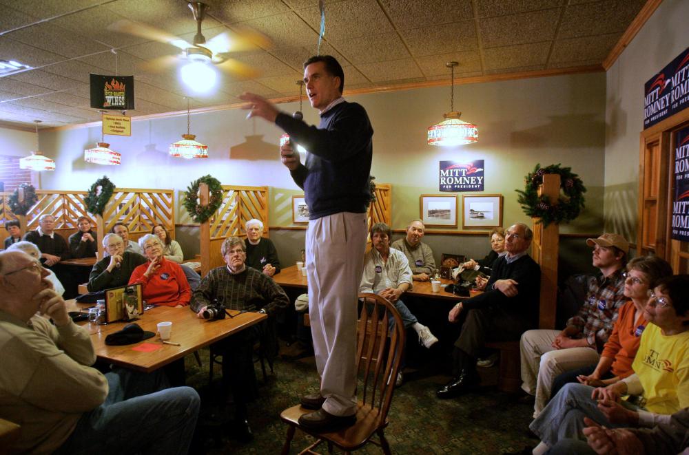 Mitt Romney likes to stand on stuff