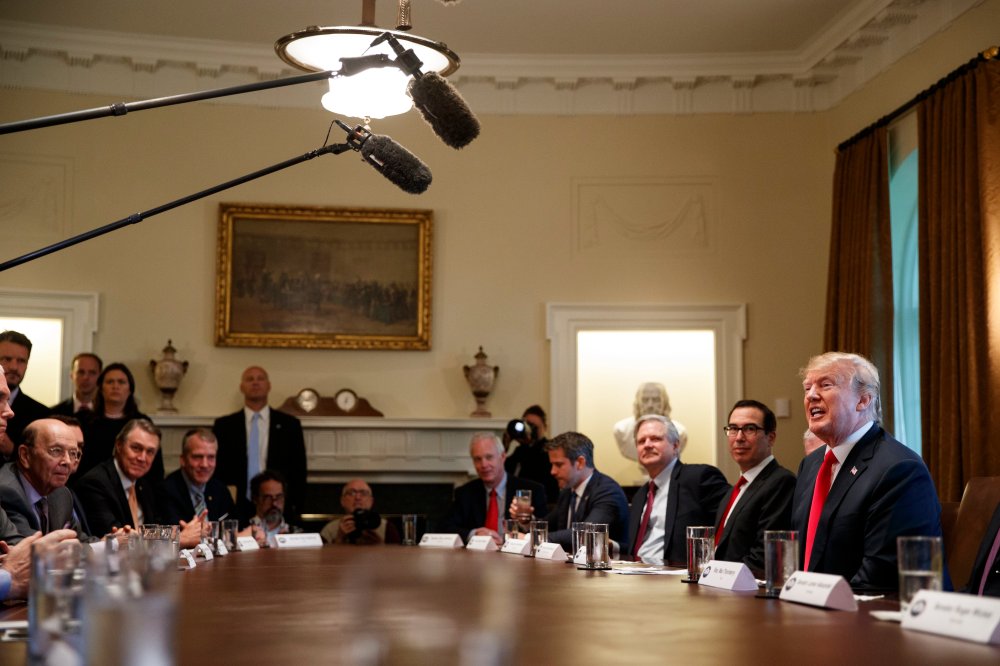 President Donald Trump speaks during a meeting with Republican members of Congress on immigration in the Cabinet Room of the White House, Wednesday, June 20, 2018, in Washington.