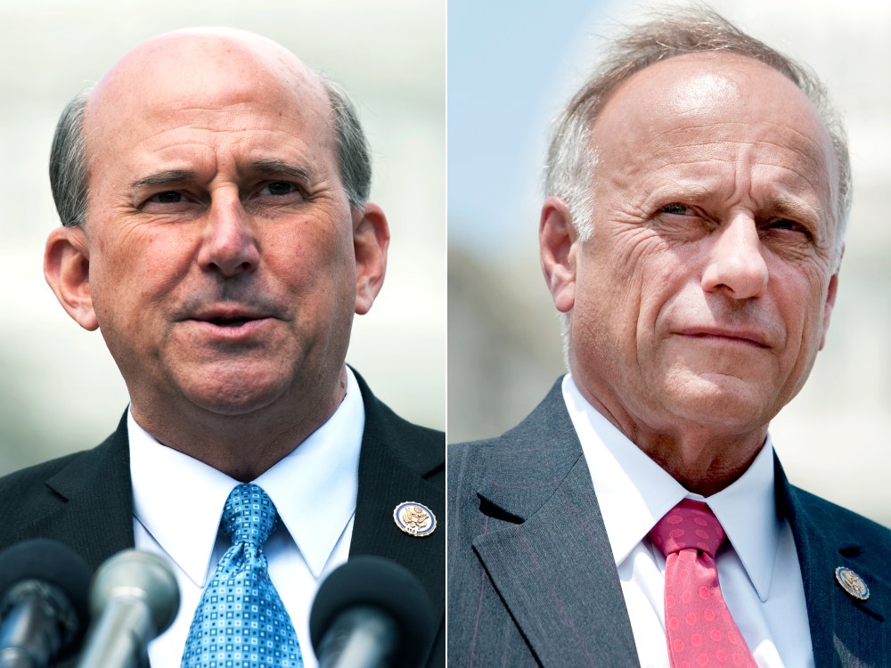 File photos: (L) Rep. Louie Gohmert, R-Texas, speaks at a news conference at the house triangle with other members of the House Natural Resources Committee on energy provisions in the House Republican budget on March 29, 2012.  (Photo By Tom Williams...