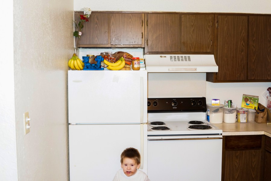Autumn and Mike Sisco's son Bobby at home in Quinton, Okla. Autumn and Mike had their son when she was 17 and he was 15.