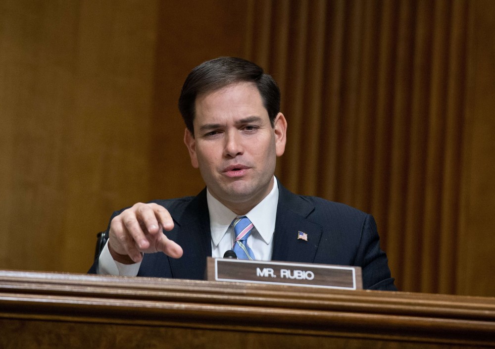 Republican Senator from Florida Marco Rubio on Capitol Hill in Washington,DC on January 28, 2014.
