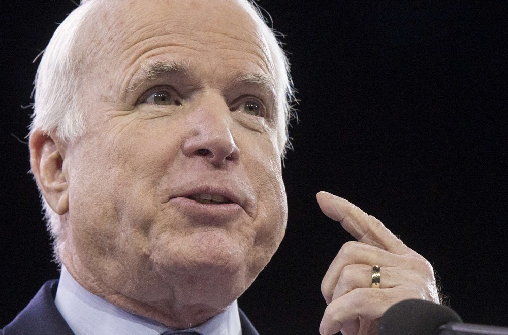Senator John McCain, R-AZ, delivers remarks during the morning general session of the American Israeli Political Action Committee (AIPAC) Conference in Washington, D.C., March 3, 2014.