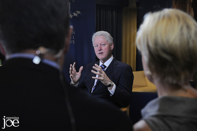Sept. 22, 2011: Former President Bill Clinton talks with Joe and Mika during the Clinton Global Initiative in midtown Manhattan.