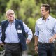 Rupert Murdoch and Lachlan Murdoch walk outside together