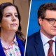 A split composite image of Elise Stefanik, left, and Chris Hayes