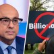 A split composite image of Ali Velshi, left, and a sign with the word billionaires crossed out in a red circle