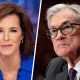 Side by side of Stephanie Ruhle and Jerome Powell.