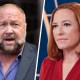 A split images of Alex Jones and Jen Psaki