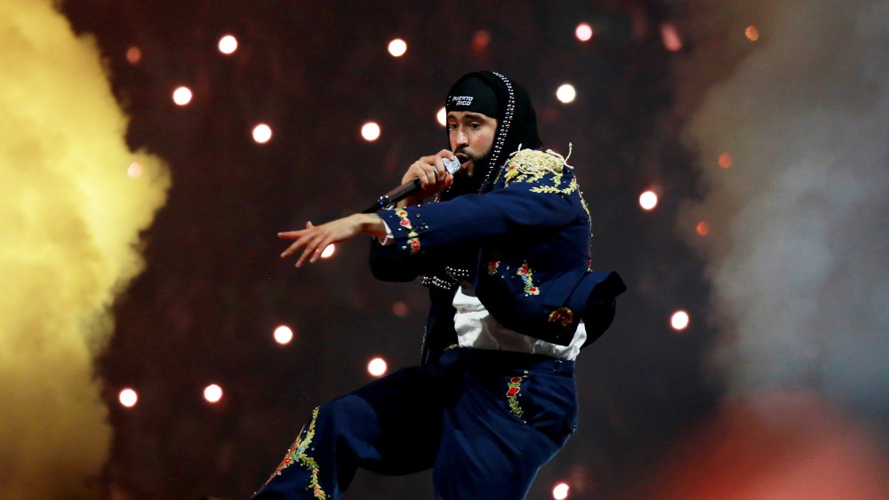 Bad Bunny performs performs on stage