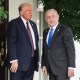 Donald Trump, left, and Benjamin Netanyahu stand outside
