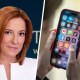 Jen Psaki; Image of social media apps on an iPhone