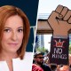 Jen Psaki; "No Kings" sign at a protest.