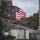 A general view of the ongoing construction works on the White House grounds.