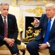 U.S. President Donald Trump with Canadian Prime Minister Mark Carney in the Oval Office.