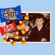A photo illustration of a photograph of the author overlayed with Halloween candy.