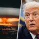 Nuclear explosion and atomic mushroom cloud; Donald Trump.