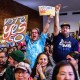 People cheer during a campaign event in support of Prop 50 in San Francisco.