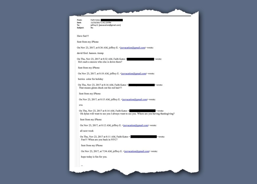 A newly released email from Jeffrey Epstein.