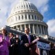 House Minority Leader Hakeem Jeffries conducts a rally at the Capitol to oppose the Senate-passed spending bill that would reopen the government because it does not extend the the Affordable Care Act tax credits.