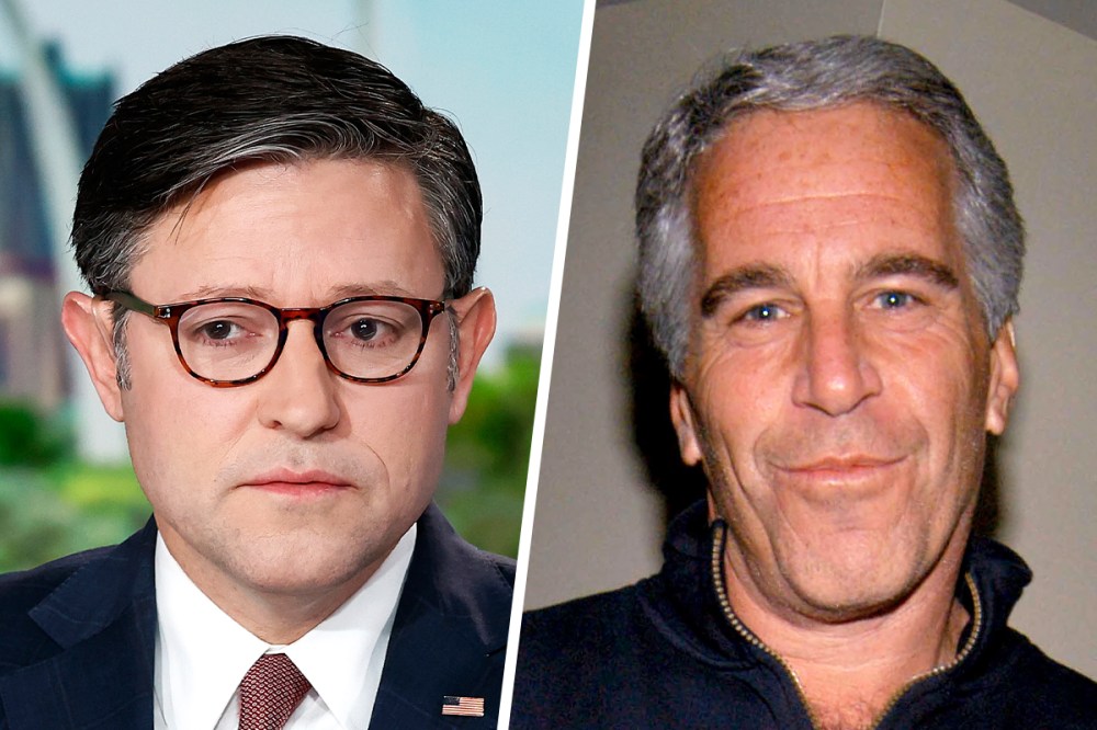 U.S. House Speaker Mike Johnson; Jeffrey Epstein.
