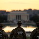 Members of the National Guard near the Washington Monument.