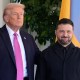 Donald Trump greets Ukraine's President Volodymyr Zelenskyy at the White House