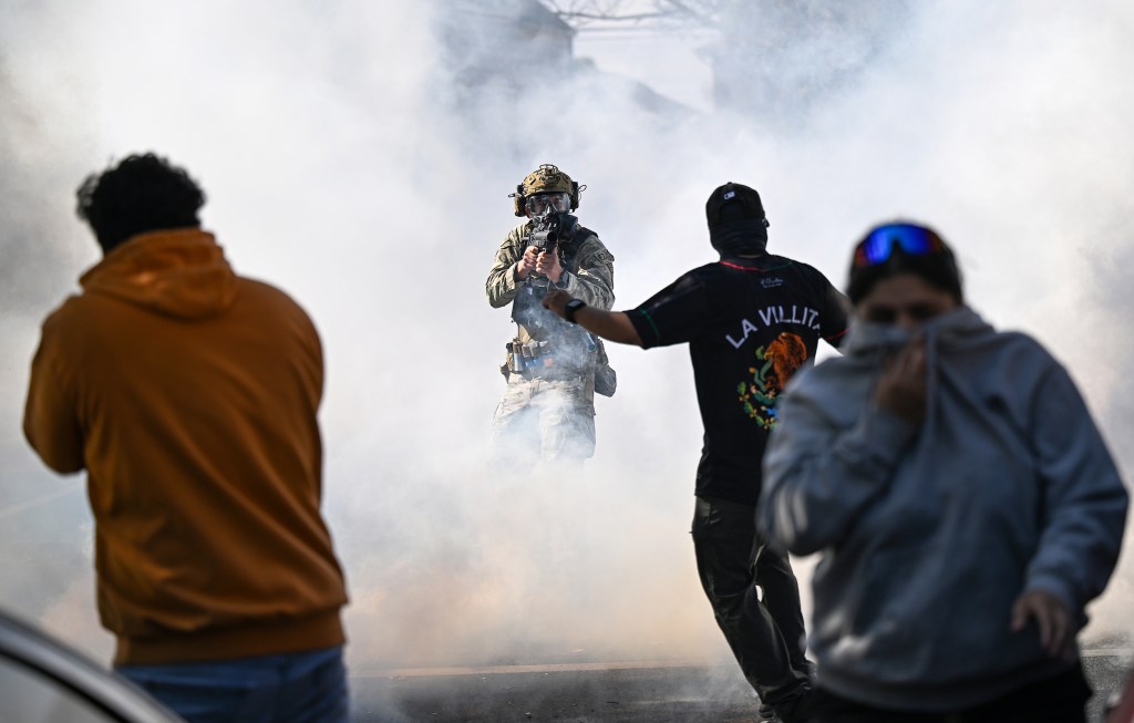 Residents and protesters clash with federal agents in Chicago.