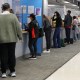 People line up at the New York State DMV in New York City.