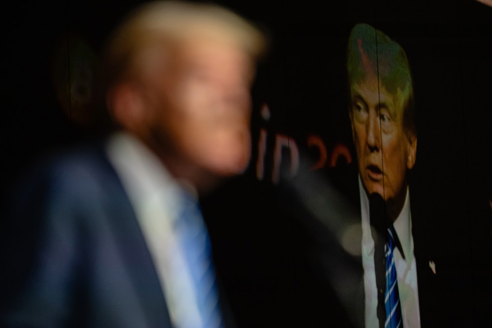 Donald Trump gives a keynote speech at the Bitcoin 2024 conference at Music City Center on July 27, 2024, in Nashville, TN.