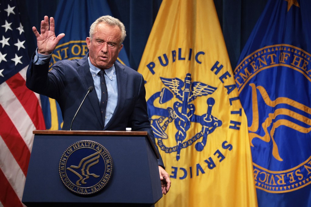 Secretary of Health and Human Services Robert F. Kennedy Jr. during a news conference at the Department of Health and Human Services in Washington, D.C.