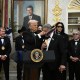 Actor Sylvester Stallone receives a medal from President Donald Trump during the Kennedy Centre Honors medal presentation ahead of tomorrow’s ceremony, in the Oval Office of the White House on Dec. 6, 2025.