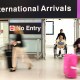 International travelers at Logan International Airport in Boston, Mass.