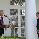 President Donald Trump introduces Senate Majority Leader John Thune (R-SD) during a "Rose Garden Club" lunch.
