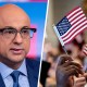Ali Velshi; Naturalized citizens participate in the Oath Ceremony, waving American flags.