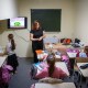 First-year students sit in class at an underground school equipped as a bomb shelter in Voznesenske, Chernihiv Region, Ukraine, on Sept. 15, 2025.