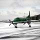 An aircraft from Key Lime Air taxies to the runway at Centennial Airport in snowy Centennial, C.O.
