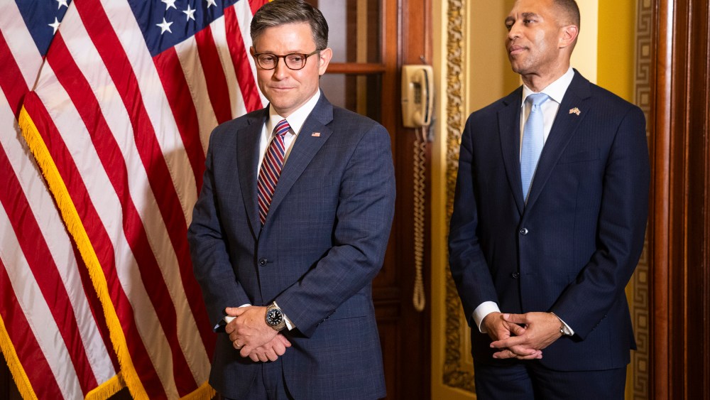 House Speaker Mike Johnson and House Minority Leader Hakeem Jeffries at the U.S. Capitol.